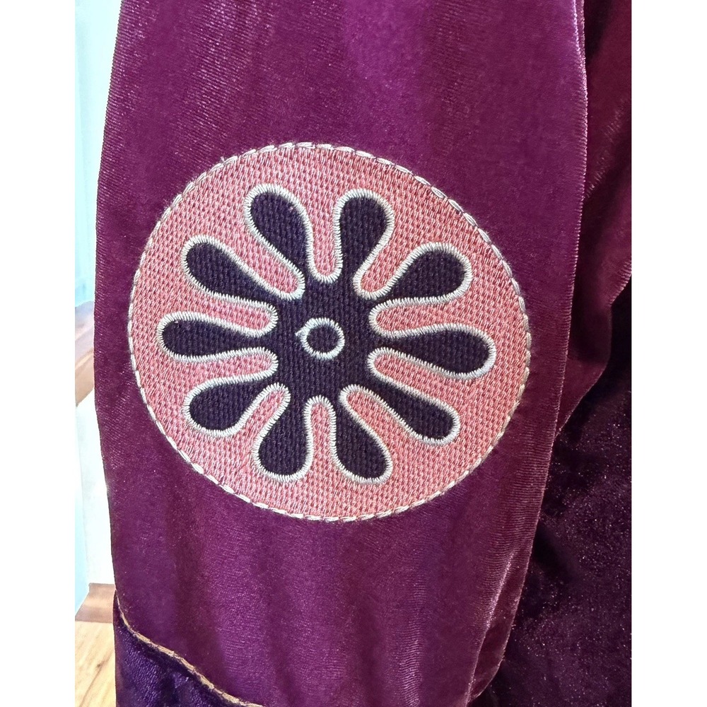 Easel Women's Embroidered Velvet Tunic Top Magenta Size Large Boho Peasant - Picture 4 of 14
